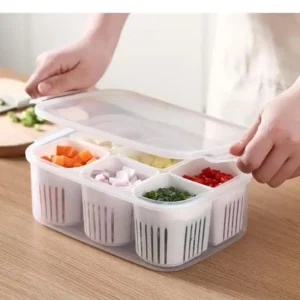 Plastic Rectangular 6 Grid Fridge Storage Box